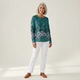 Willow - Turquoise Floral Sweater