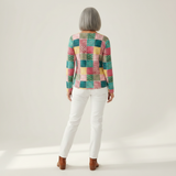 Ruth - Pink and Turquoise Patchwork Sweater