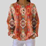 Sabrina - Red Folk Medallion Sweater