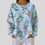 Noelle - Light Blue Mistletoe Sweater