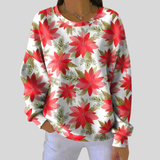 Tessa - Red Poinsettia Print Sweater