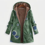 Lucille - Green Boho Print Fleece-Lined Coat