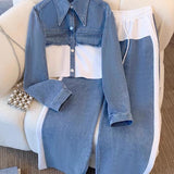 Natalie | Color-Block Cropped Jacket & Wide-Leg Pants Set