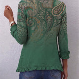 Aria | Bohemian Paisley Print Ruffled Jacket